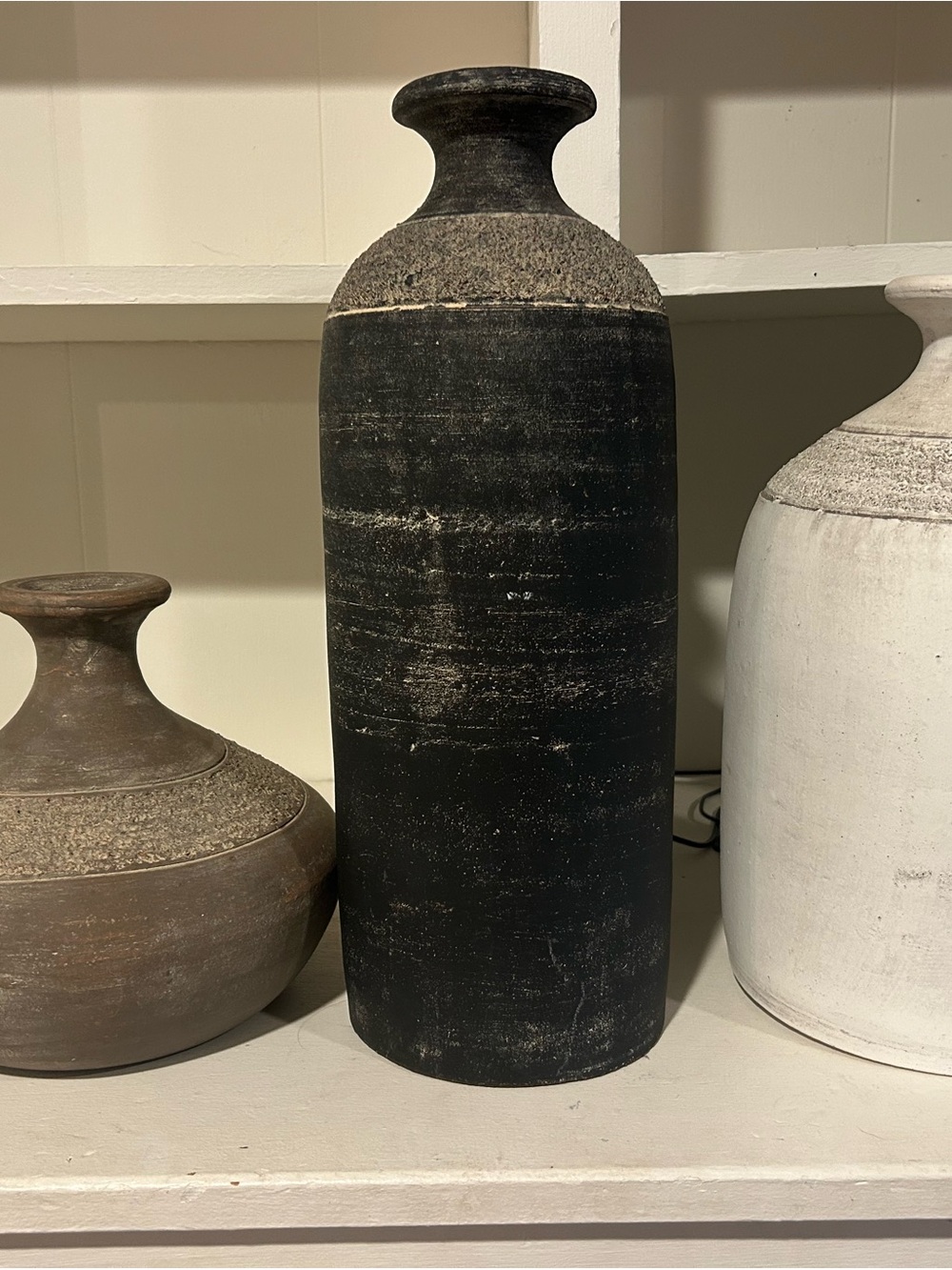 McGee and Co set of 3 Rustic Ceramic Bottle Vase - Home Accents